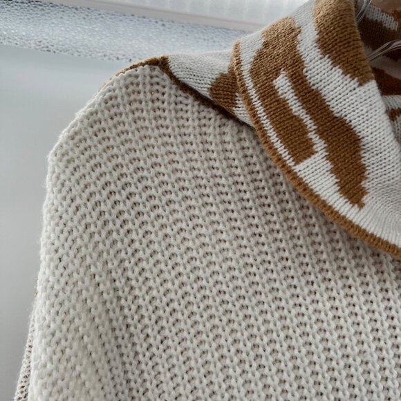 ANDTHEWHY Women's Cowl Neck Knit Pullover Sweater Long Sleeve Cuffed Size S/M - Picture 3 of 9